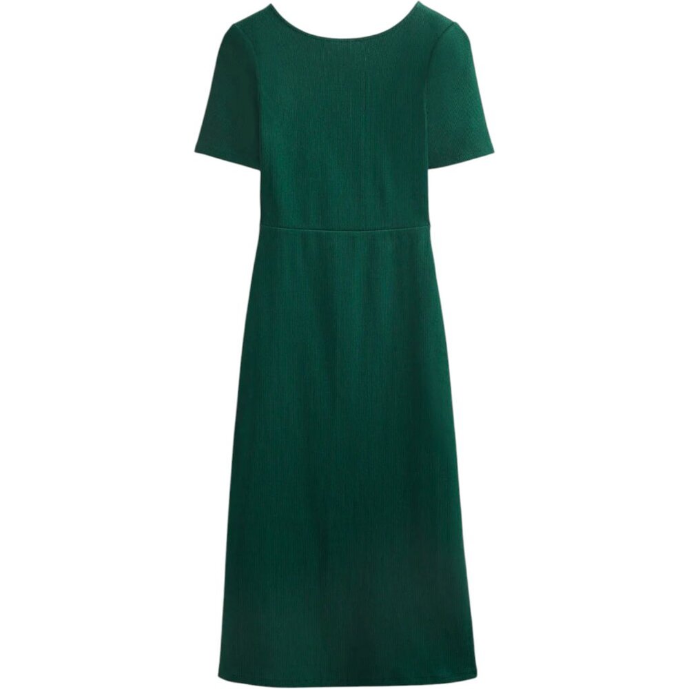 Boden Short Sleeved Cut Out Rib Jersey Midi Dress - Emerald Night - 10R - Picture 2 of 10